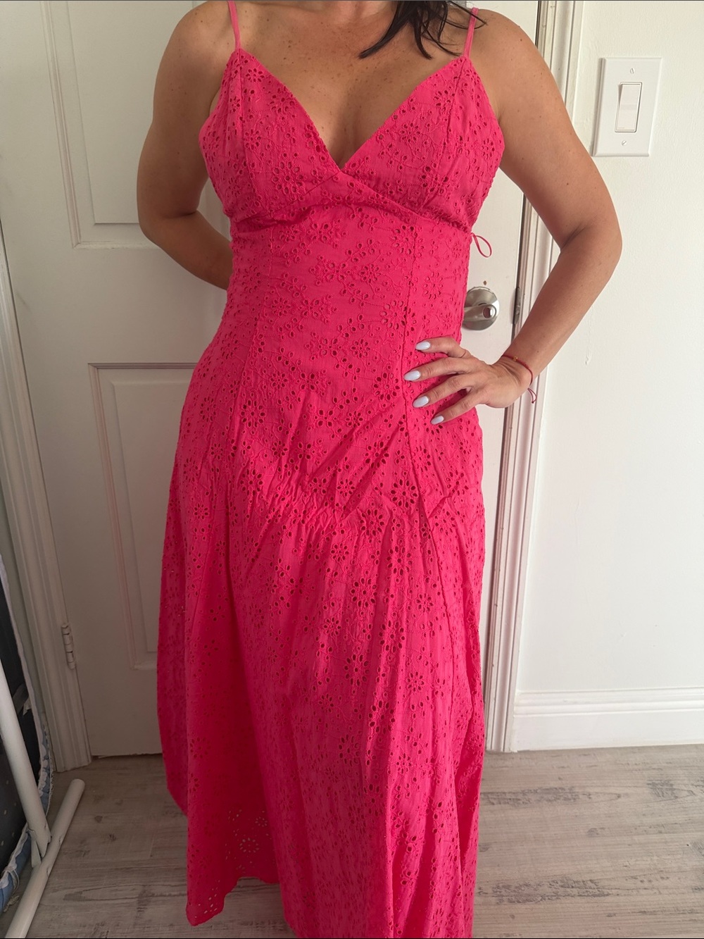 Dress Forum Bright Pink Eyelet Maxi Dress
